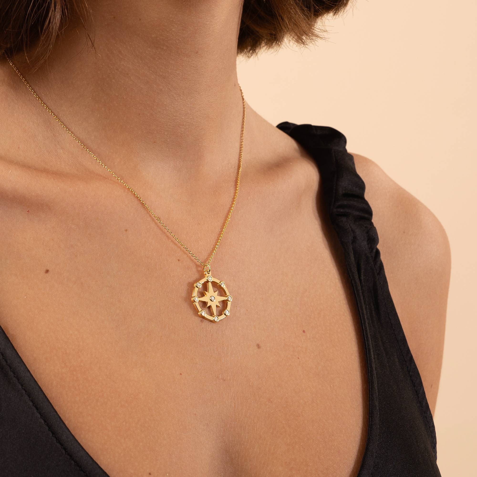 Twinkling Northern Star Necklace with Diamonds in 18K Gold Vermeil-6 product photo