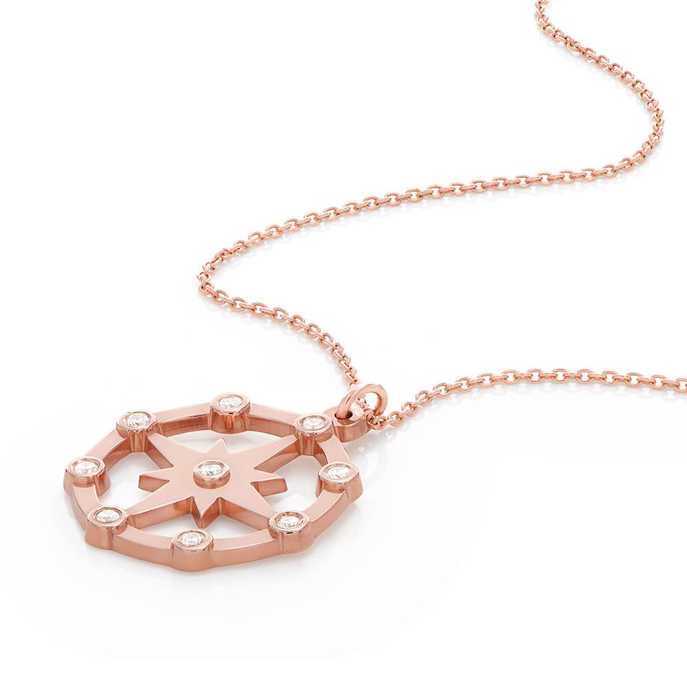 Twinkling Northern Star Necklace with Diamonds in 18K Rose Gold Plating-3 product photo