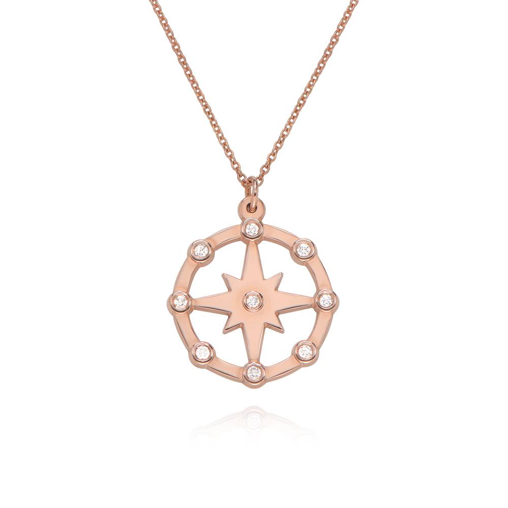 Twinkling Northern Star Necklace with Diamonds in 18K Rose Gold Plating-6 product photo