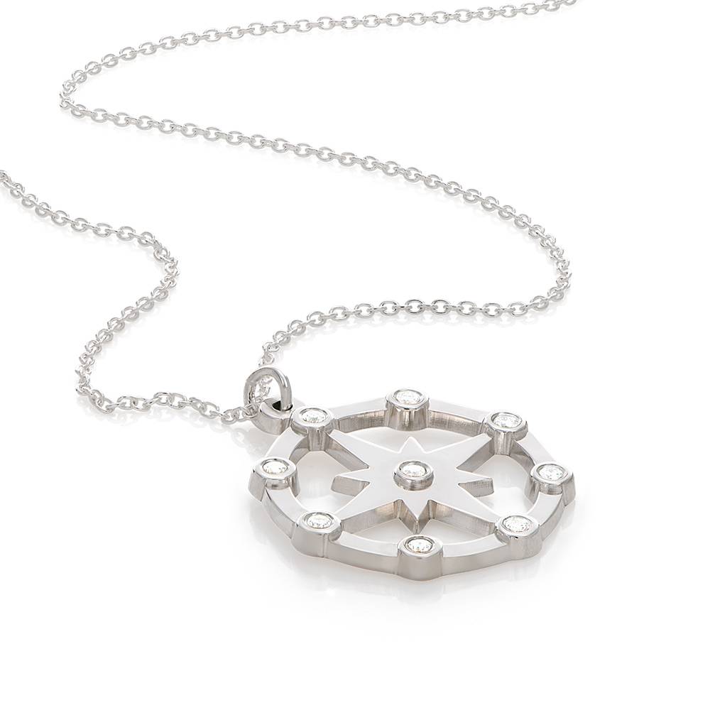 Twinkling Northern Star Necklace with Diamonds in Sterling Silver-4 product photo