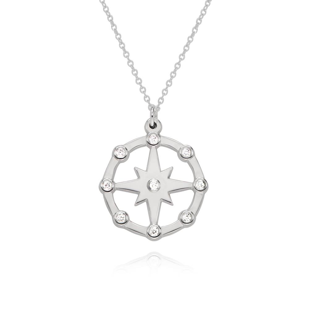 Twinkling Northern Star Necklace with Diamonds in Sterling Silver-3 product photo