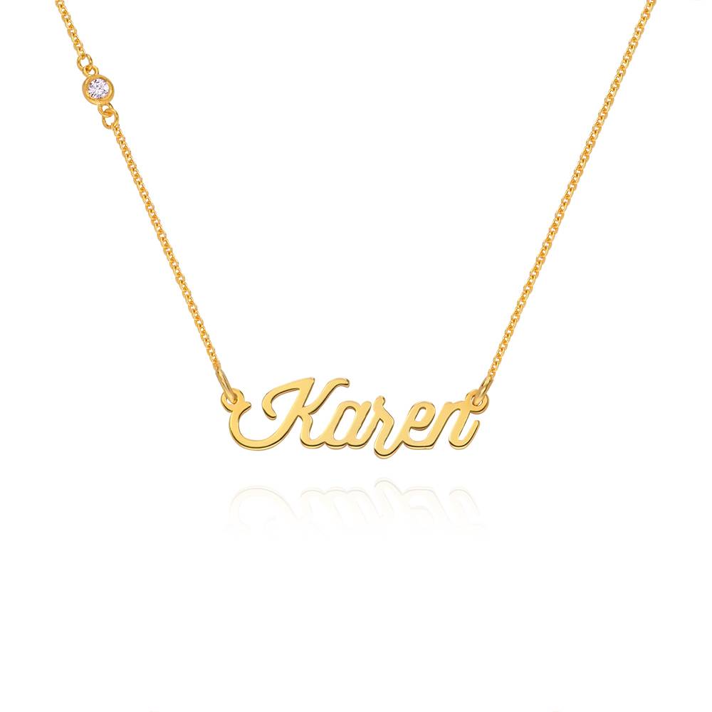 Twirl Script Name Necklace with Diamond in 18K Gold Plating-1 product photo