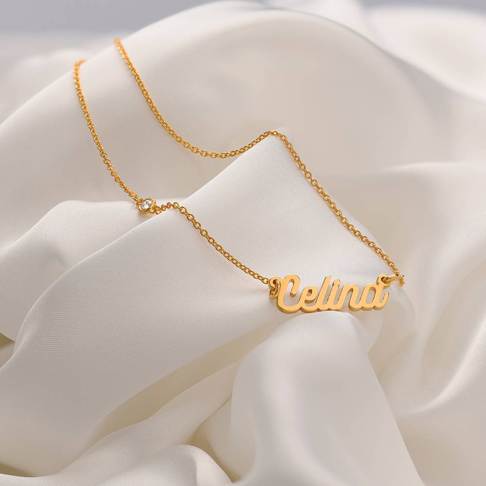 Twirl Script Name Necklace with Diamond in 18k Gold Vermeil-2 product photo