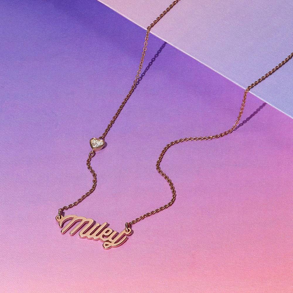 Twirl Script Name Necklace With Diamond in 18K Rose Gold Plating-2 product photo