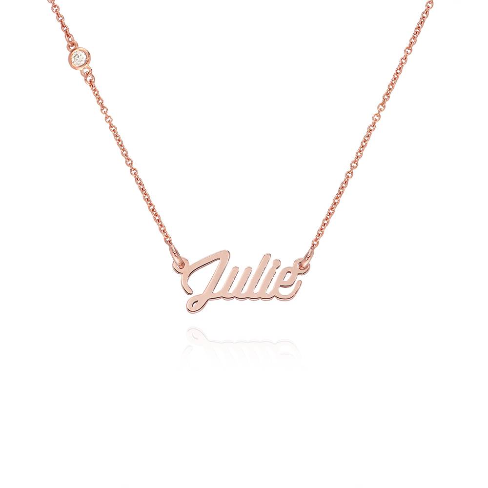 Twirl Script Name Necklace with Diamond in 18K Rose Gold Plating-1 product photo