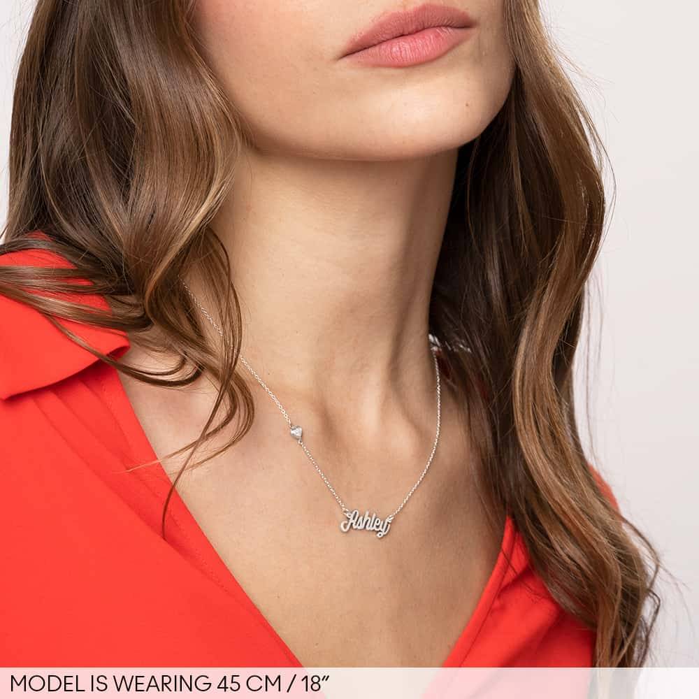 Twirl Script Name Necklace With Diamond in Sterling Silver-3 product photo