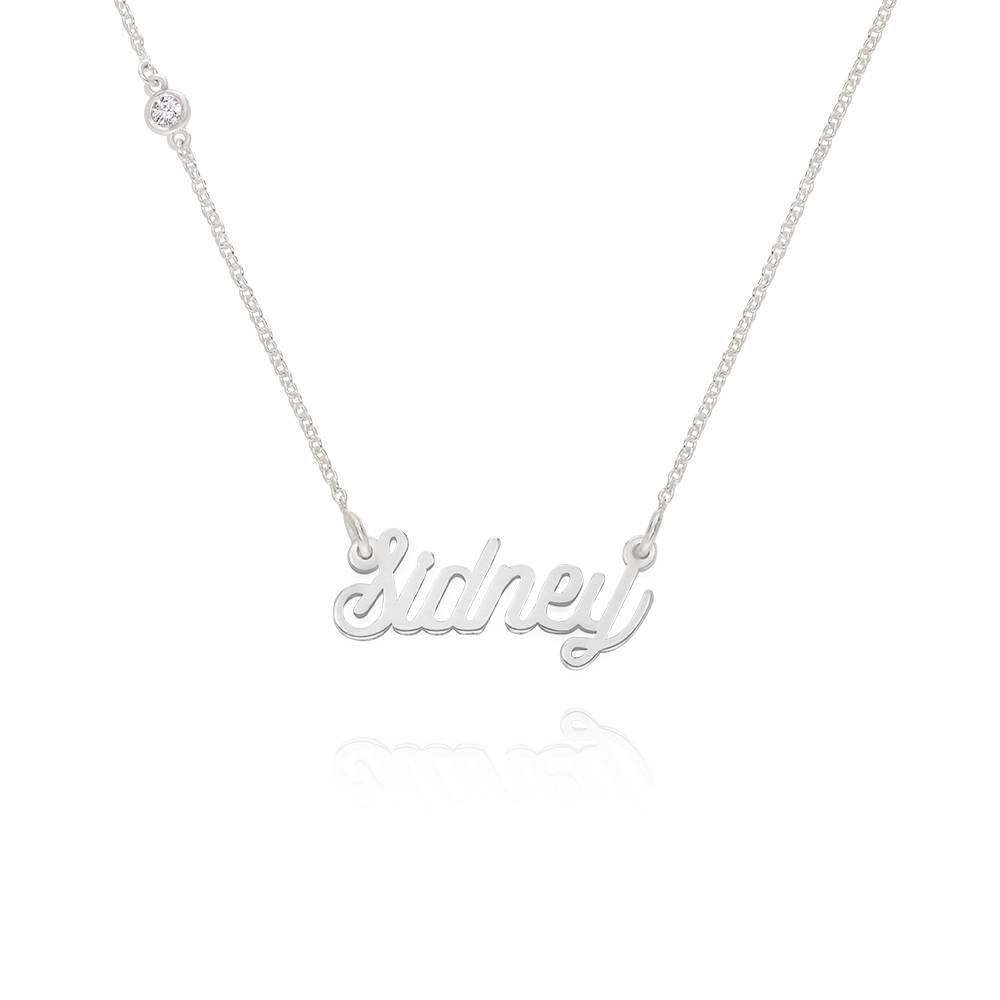 Twirl Script Name Necklace with Diamond in Sterling Silver-3 product photo
