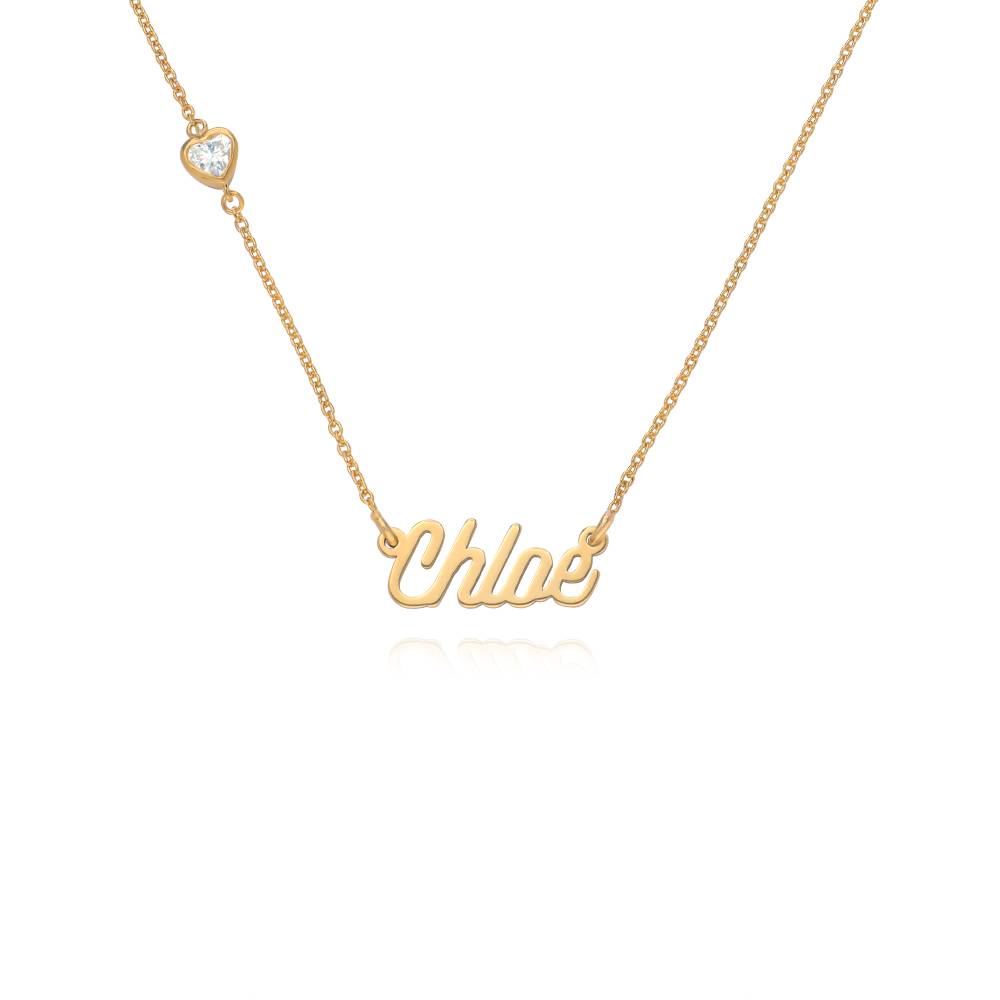 Twirl Script Name Necklace With Heart Diamond in 18K Gold Plating-1 product photo