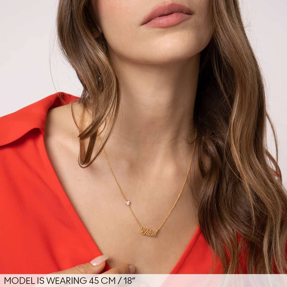 Twirl Script Name Necklace With Heart Diamond in 18K Gold Plating-3 product photo