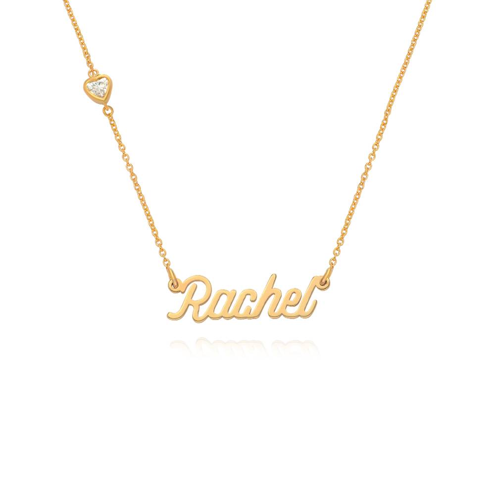Twirl Script Name Necklace With Heart Diamond in 18K Gold Vermeil-2 product photo