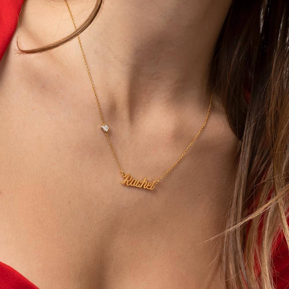 Twirl Script Name Necklace With Heart Diamond in 18K Gold Vermeil-4 product photo