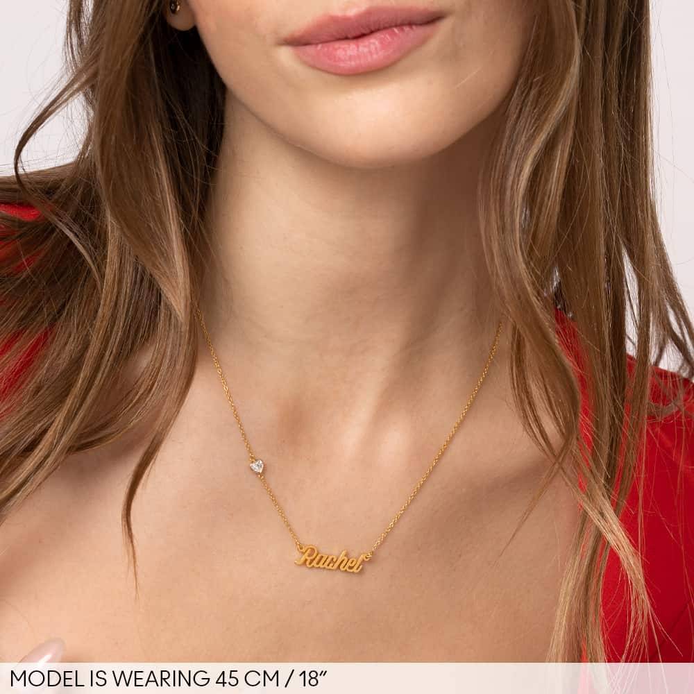 Twirl Script Name Necklace With Heart Diamond in 18K Gold Vermeil-3 product photo