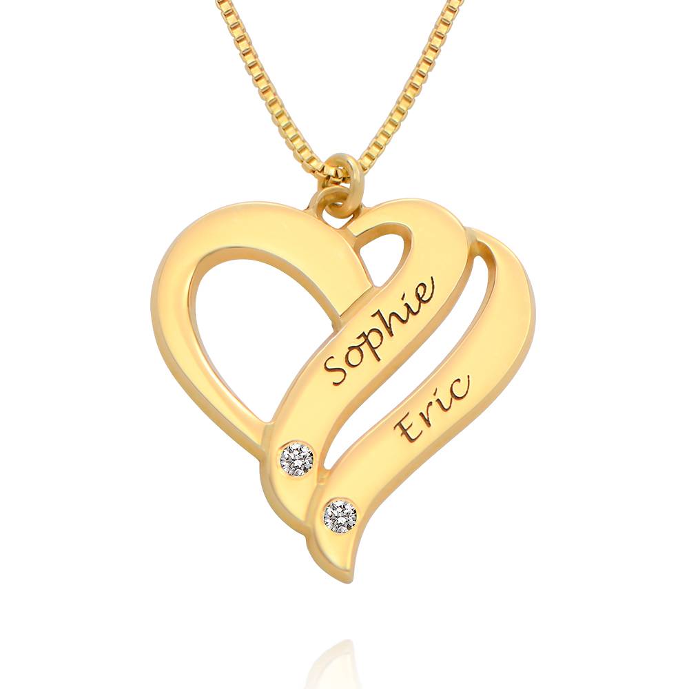 Two Hearts Forever One Necklace with Diamonds in 18k Gold Vermeil-4 product photo