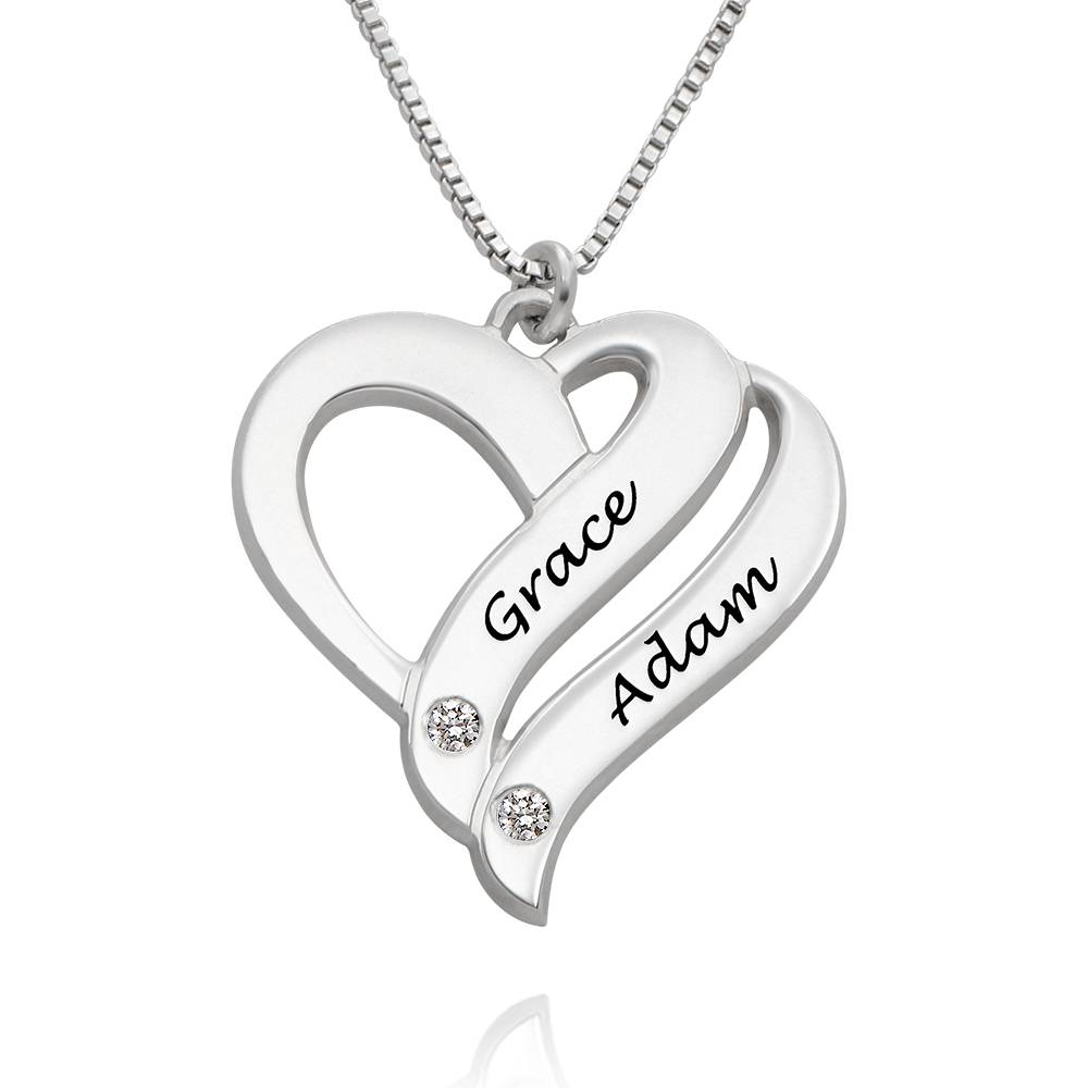 Two Hearts Forever One Sterling Silver Diamond Necklace-3 product photo