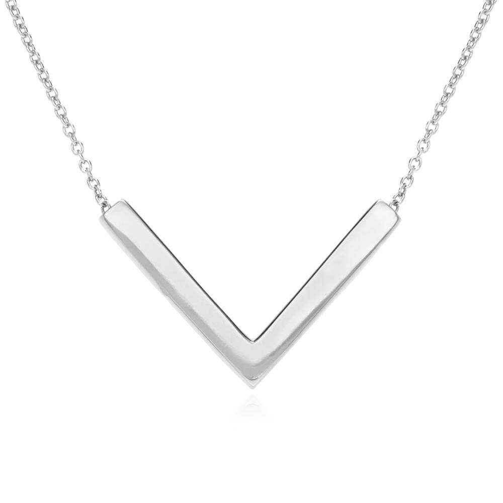 V Bar Necklace in Sterling Silver - Chain 45 cm - 50 cm product photo