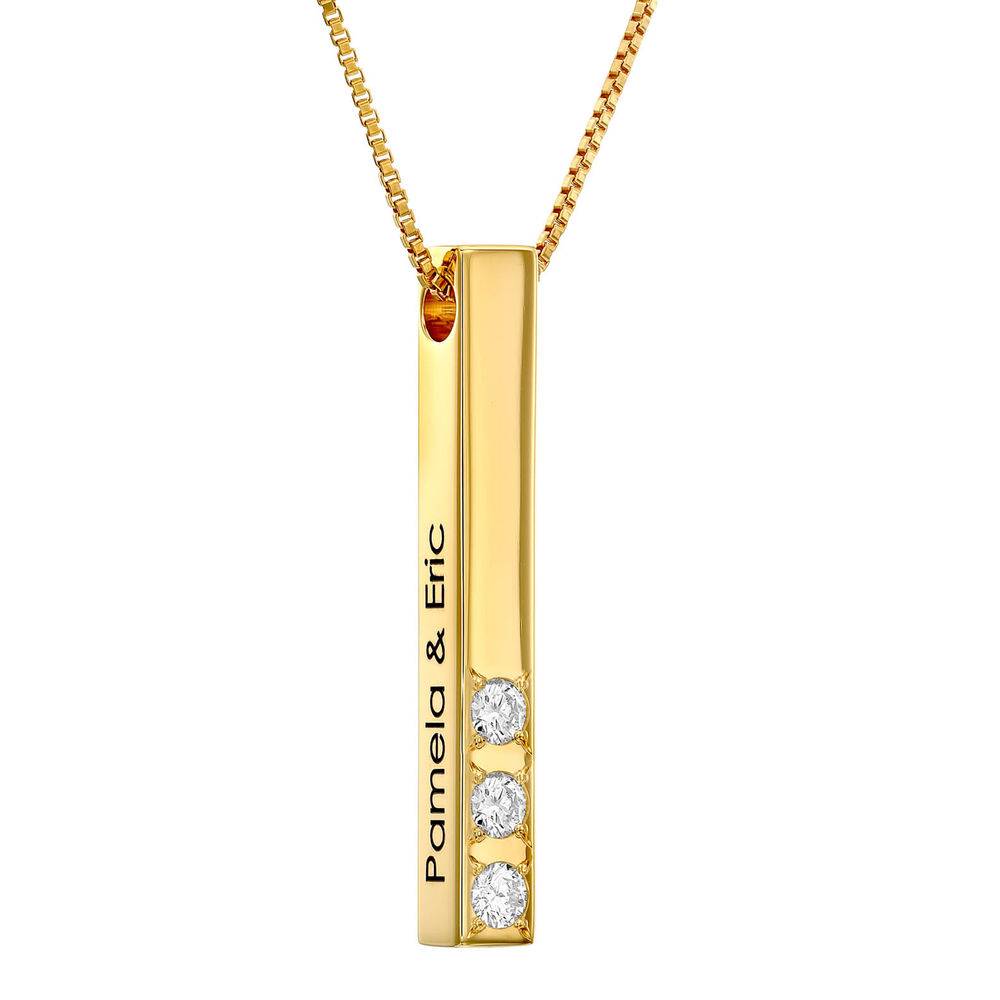 Totem 3D Bar Necklace 18k Rose Gold Plating with 1-3 Diamonds product photo