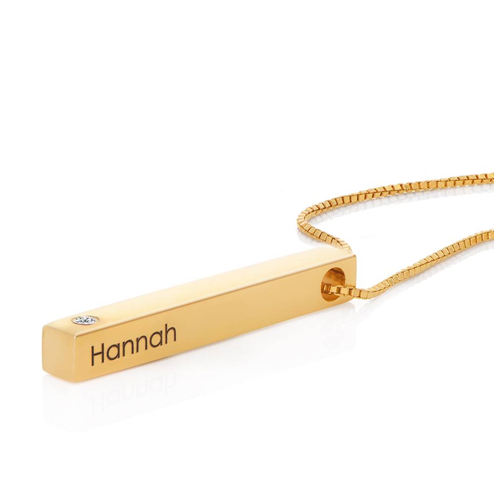 Totem 3D Bar Necklace in 18k Gold Plating with Diamond-1 product photo