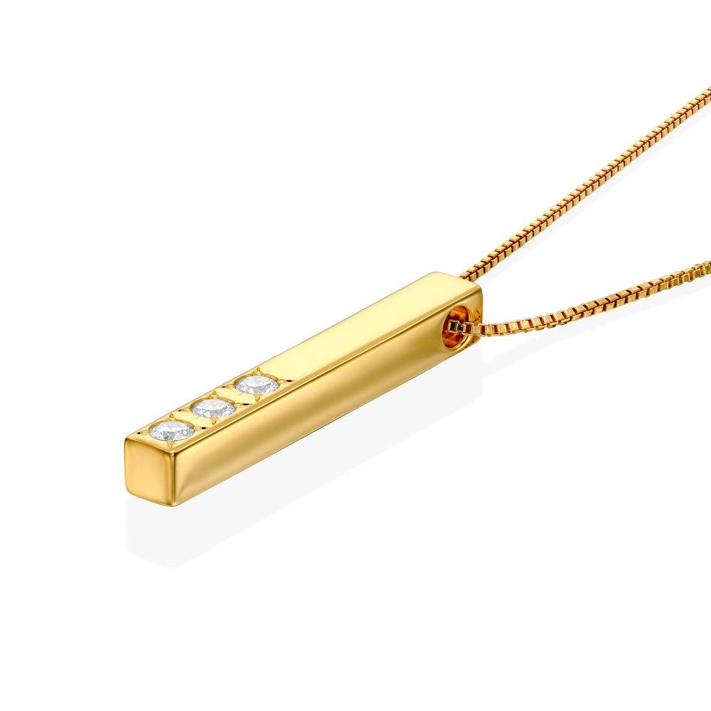 Totem 3D Bar Necklace in 18k Gold Vermeil  with 1-3 Diamonds-2 product photo