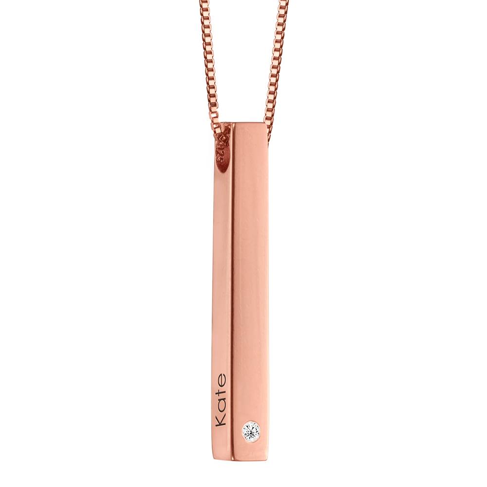 Totem 3D Bar Necklace in 18k Rose Gold Plating with Diamond-6 product photo