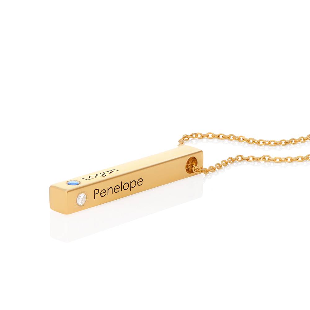 Totem 3D Bar Necklace with Birthstones in 18k Gold Plating-2 product photo
