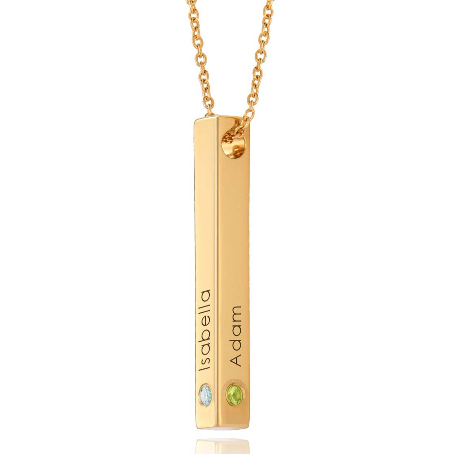 Totem 3D Bar Necklace with Birthstones in 18k Gold Vermeil-6 product photo
