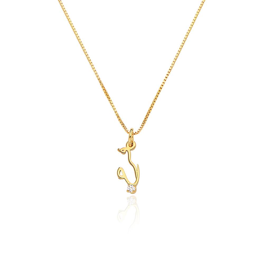 Vertical Diamond Arabic Name Necklace in Cursive in 18K Gold Vermeil-2 product photo
