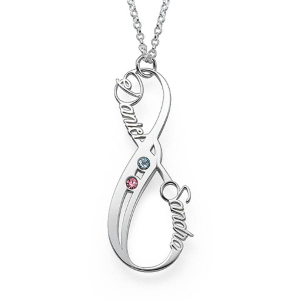 Vertical Infinity Name Necklace with Birthstones-1 product photo