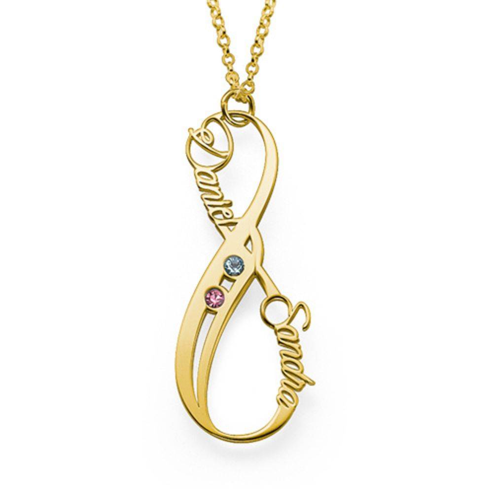 Vertical Infinity Name Necklace with Birthstones with Gold Plating-1 product photo