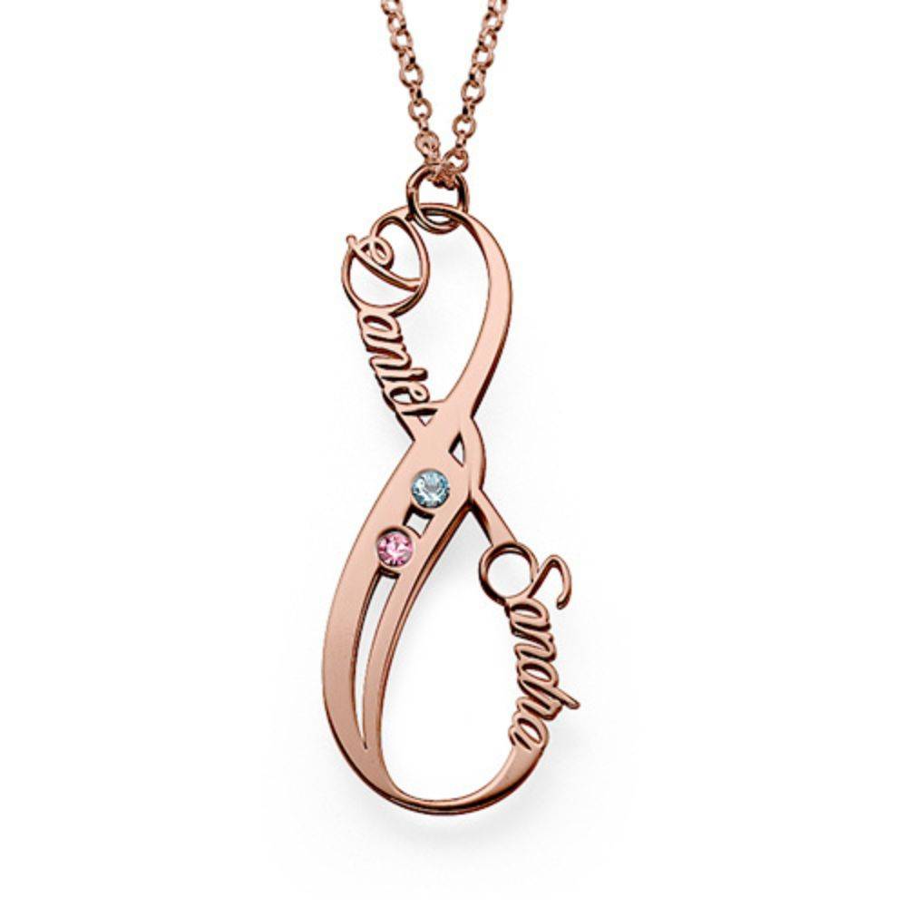 Vertical Infinity Name Necklace with Birthstones with Rose Gold Plating-1 product photo
