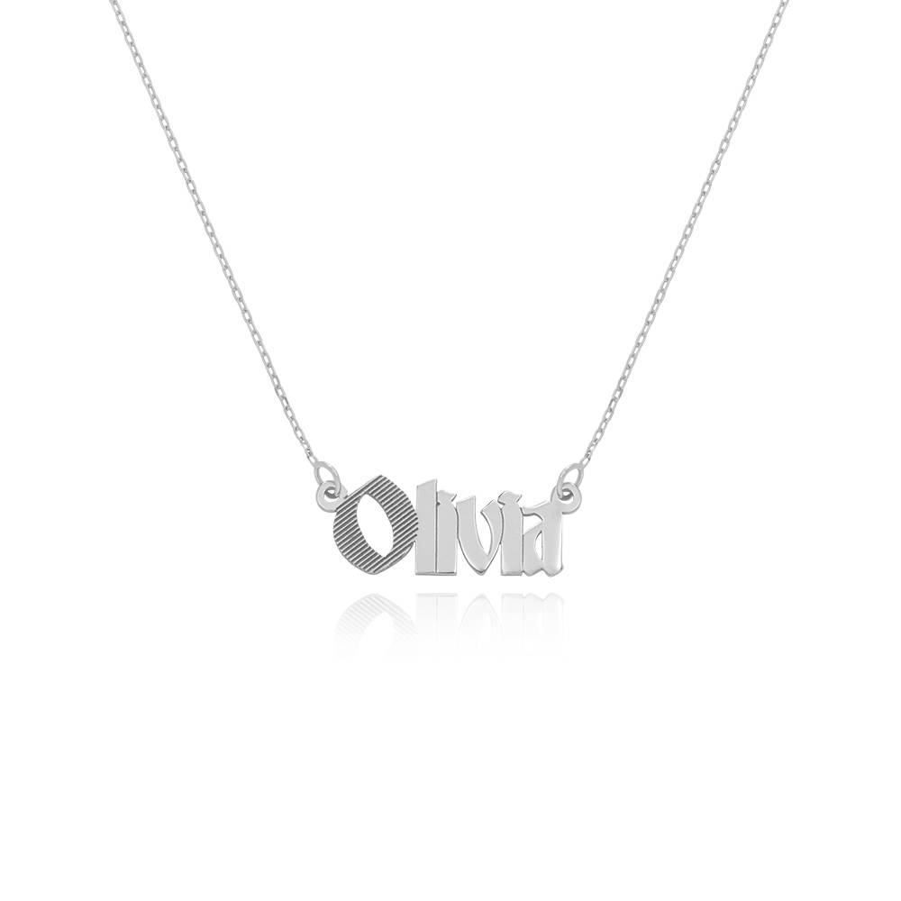 Wednesday Textured Gothic Name Necklace in Sterling Silver-2 product photo