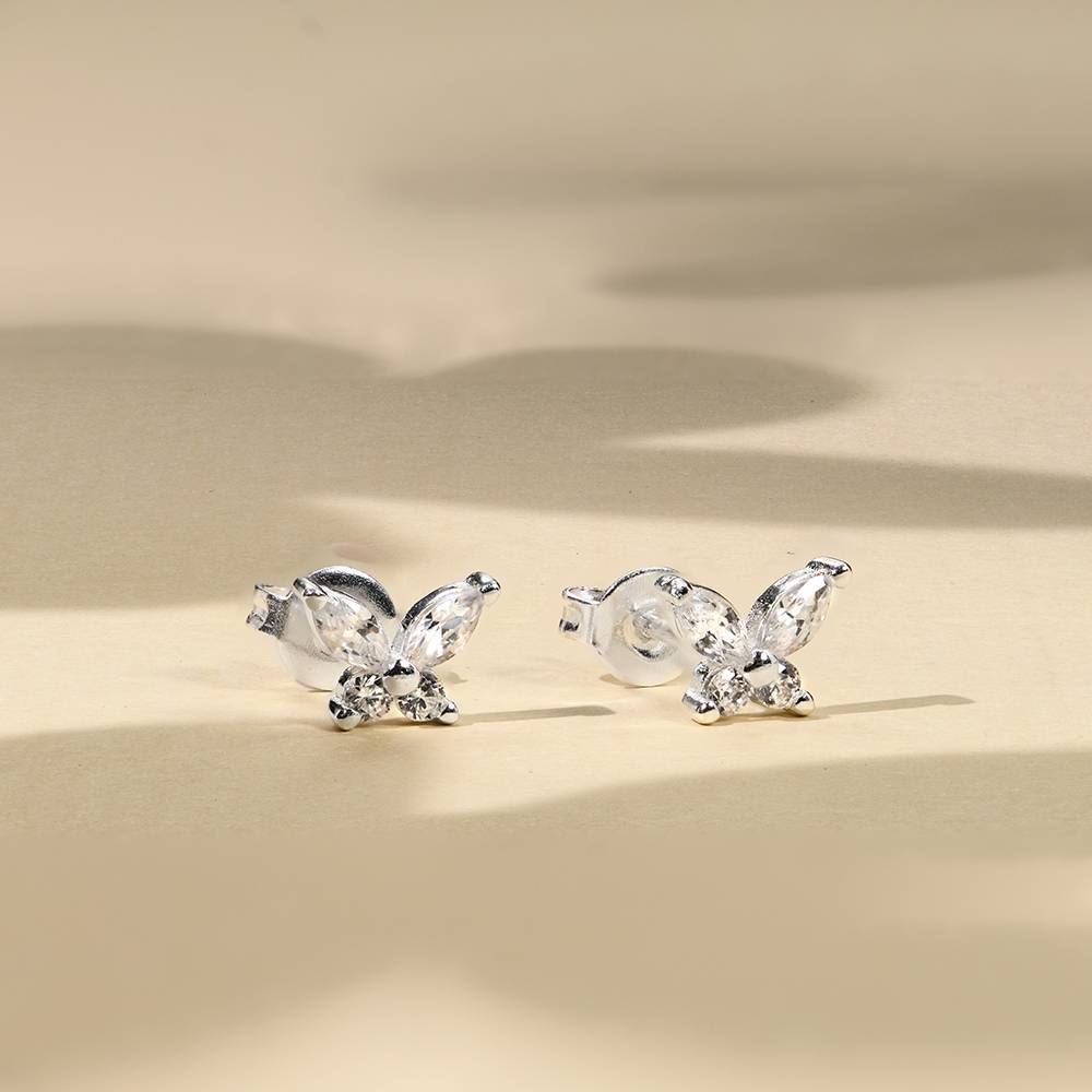 Whimsical Butterfly Stud Earrings Cubic Zirconia in Sterling SIlver-4 product photo