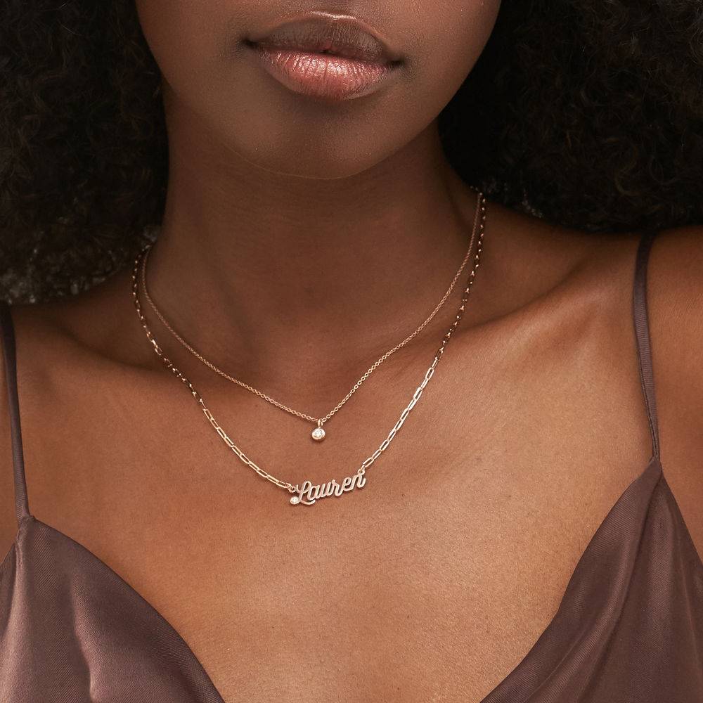 1/10 CT. T.W Lab – Created Solitaire Diamond Necklace in Rose Gold Plating-3 product photo