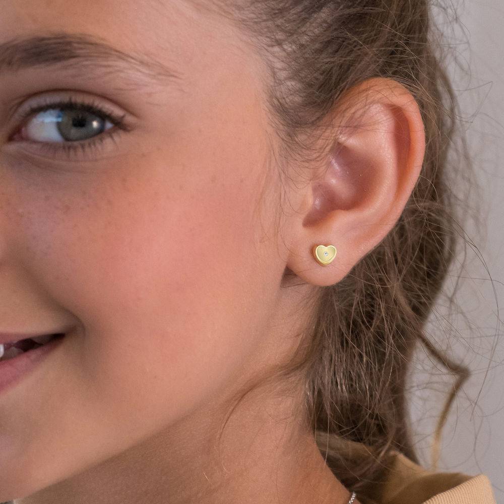 10K Gold Heart Stud Earrings-3 product photo