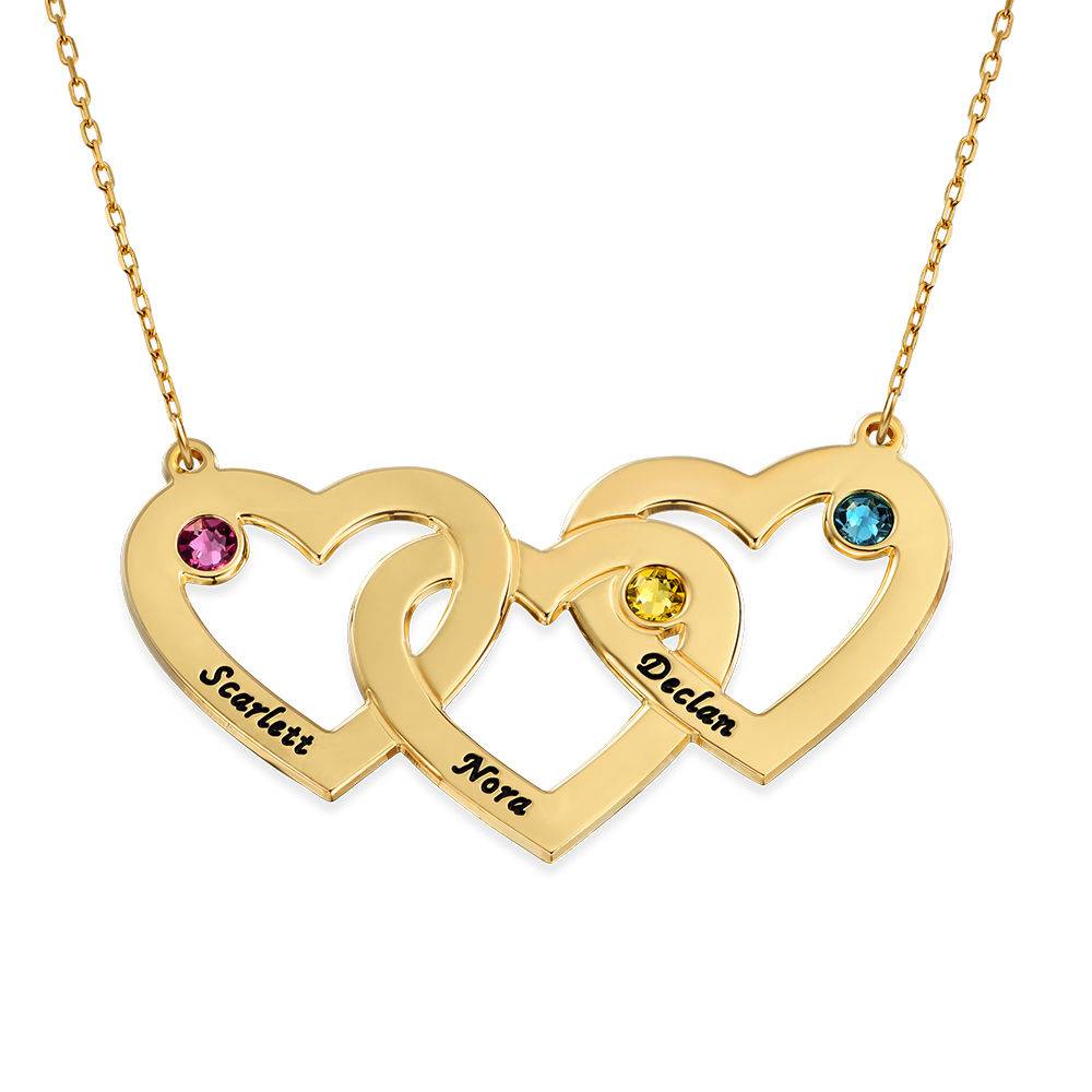 10K Intertwined Hearts Birthstone Gold Necklace product photo