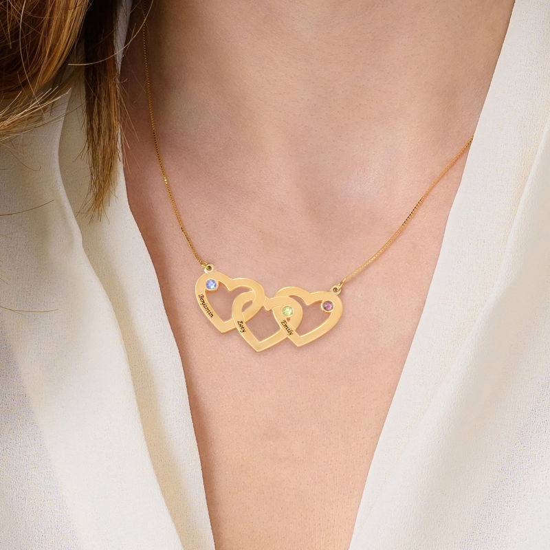 10K Intertwined Hearts Birthstone Gold Necklace-2 product photo
