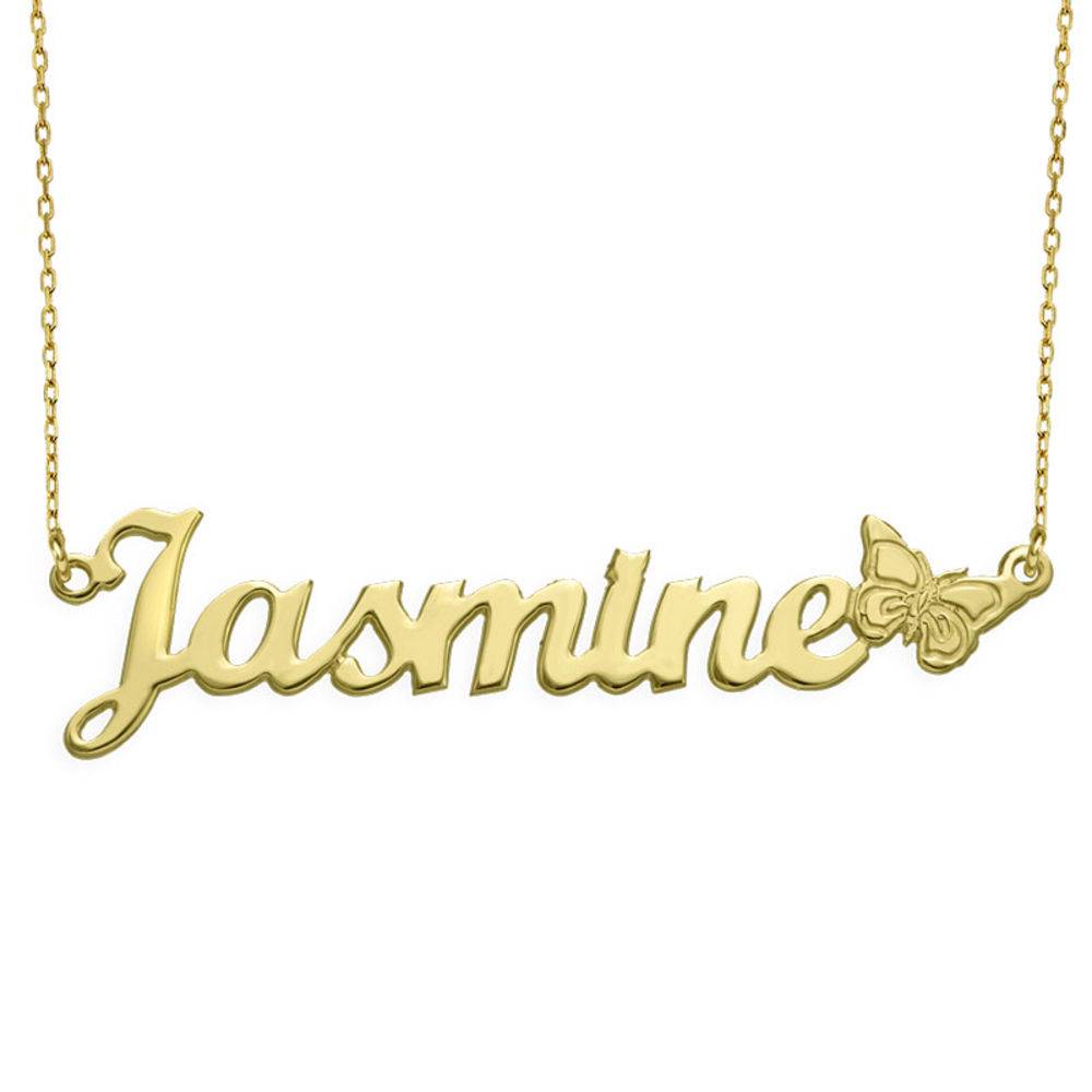 10K Solid Gold Butterfly Name Necklace-1 product photo