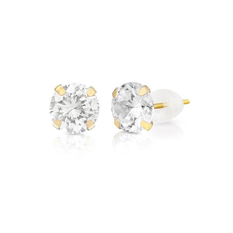 10k Solid Gold Stud Earrings with Cubic Zirconia-2 product photo