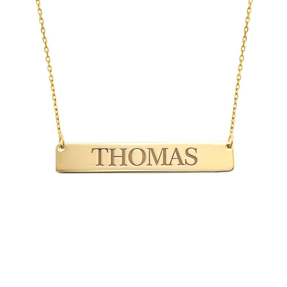 10K Yellow Gold Engraved Bar Necklace-1 product photo