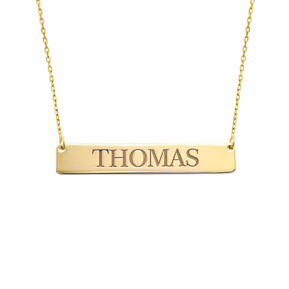 10K Yellow Gold Engraved Bar Necklace-3 product photo