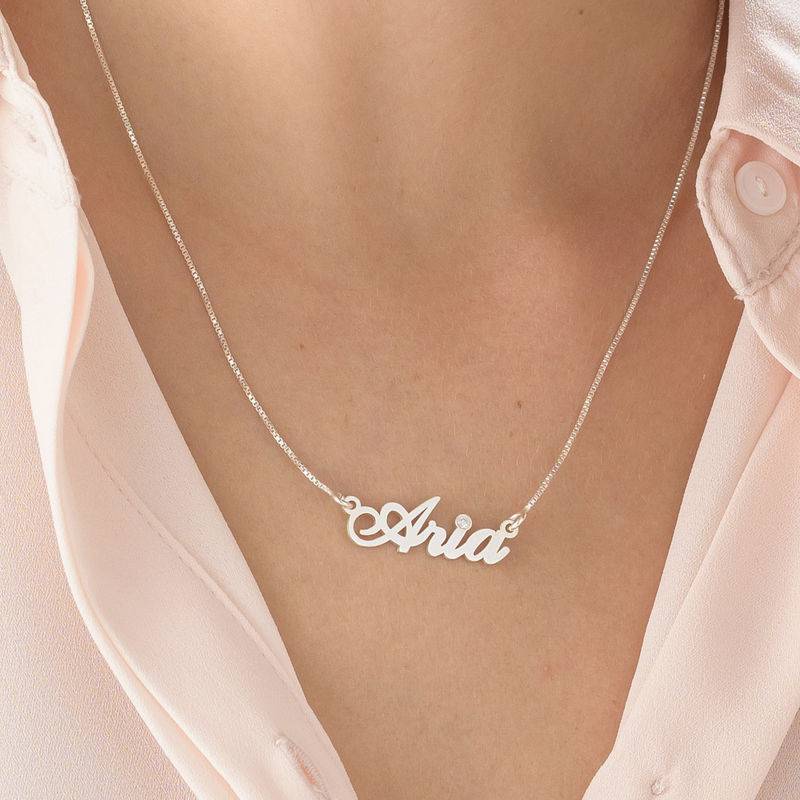 14k White Gold and Diamond Classic Name Necklace-3 product photo