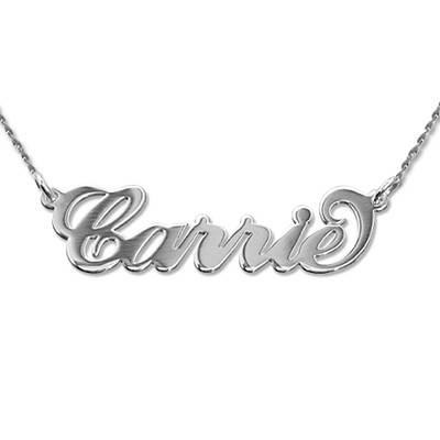 14k White Gold Carrie-Style Name Necklace With Twist Chain product photo