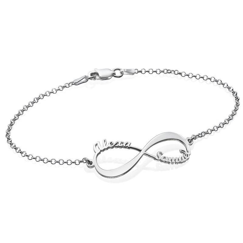 14K White Gold Infinity Bracelet with Names-4 product photo