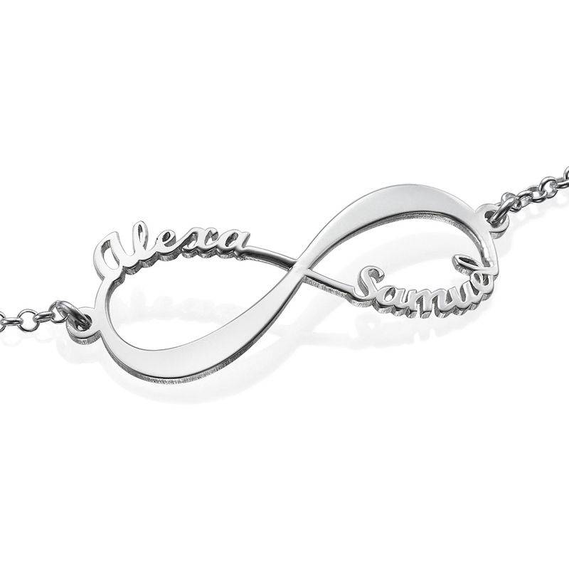 14K White Gold Infinity Bracelet with Names-3 product photo