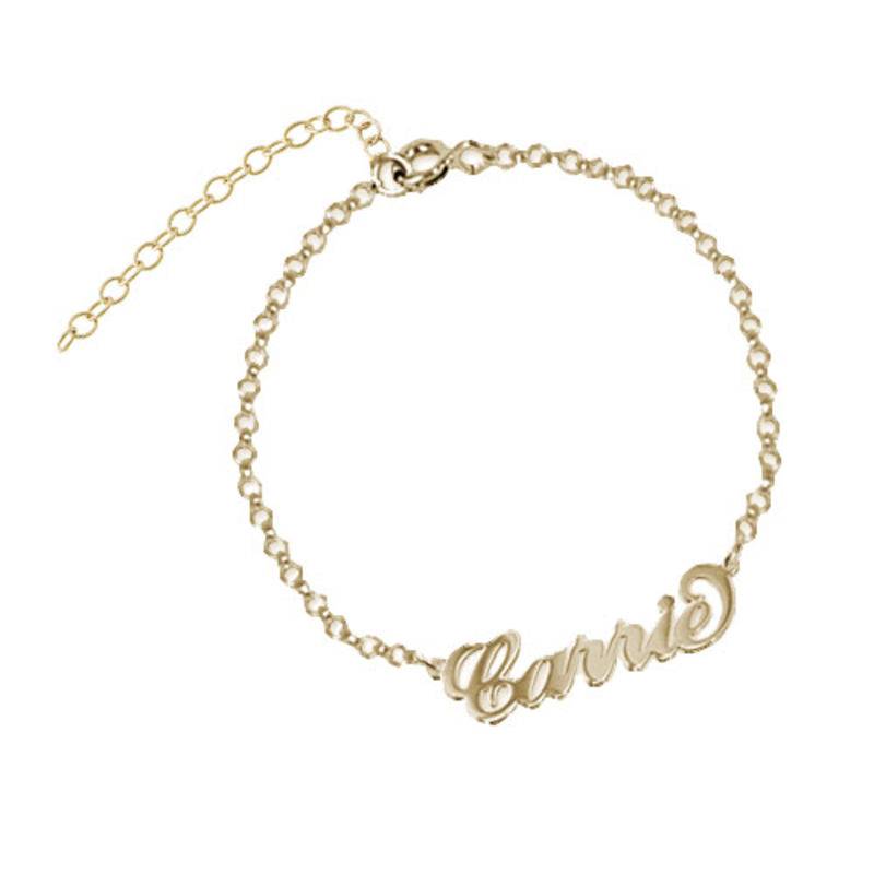 18k Gold-Plated Sterling Silver Carrie-Style Name Bracelet / Anklet product photo