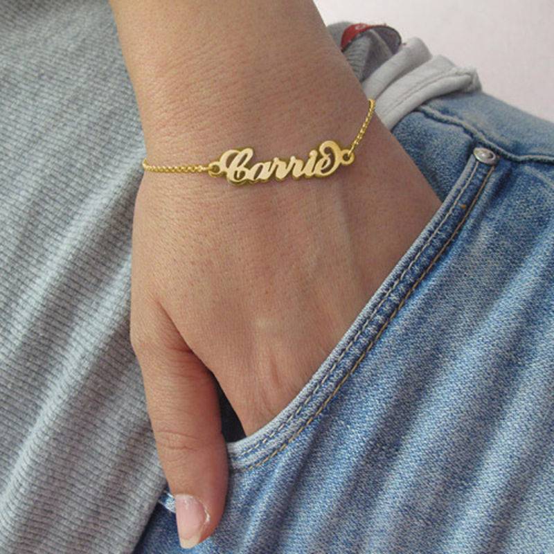 18k Gold-Plated Sterling Silver Carrie-Style Name Bracelet / Anklet-2 product photo