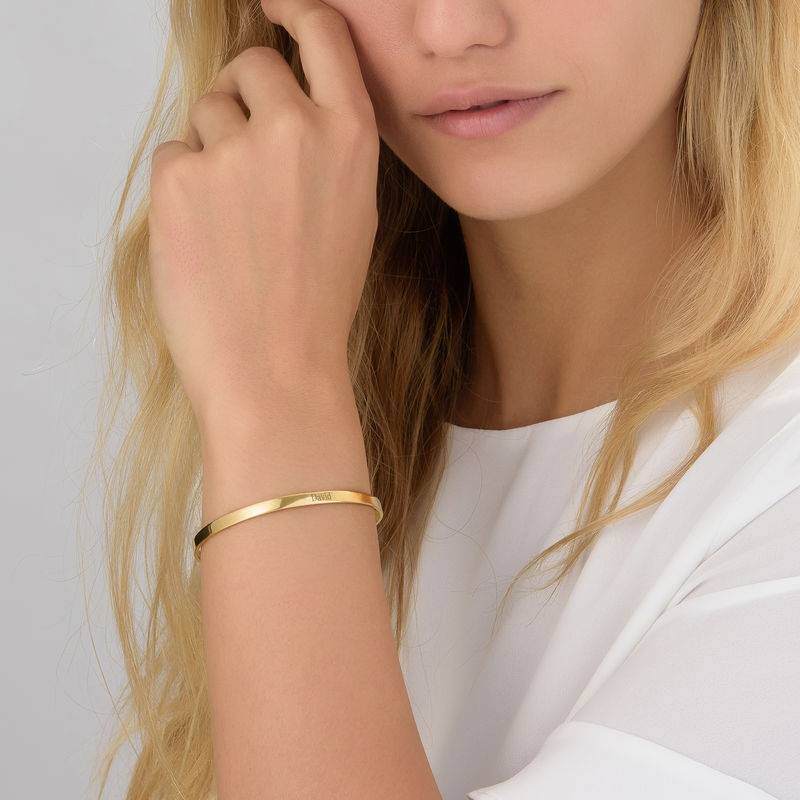 18k Gold-Plated Engraved Bangle Bracelet product photo