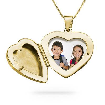 18k Gold plated Engraved Heart Locket Necklace-1 product photo
