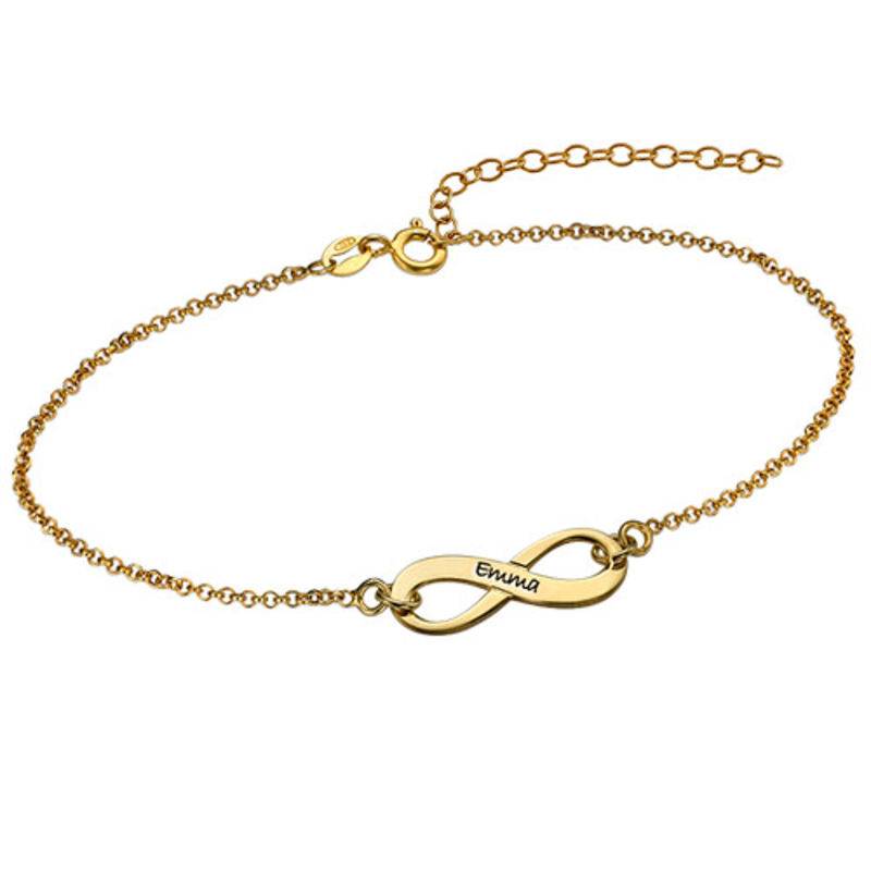 18k Gold Plated Engraved Infinity Bracelet-2 product photo