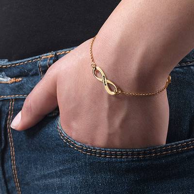 18k Gold Plated Engraved Infinity Bracelet-1 product photo