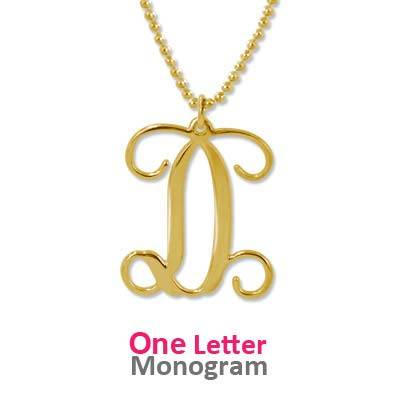 18k Gold Plated Sterling Silver Monogram Necklace product photo